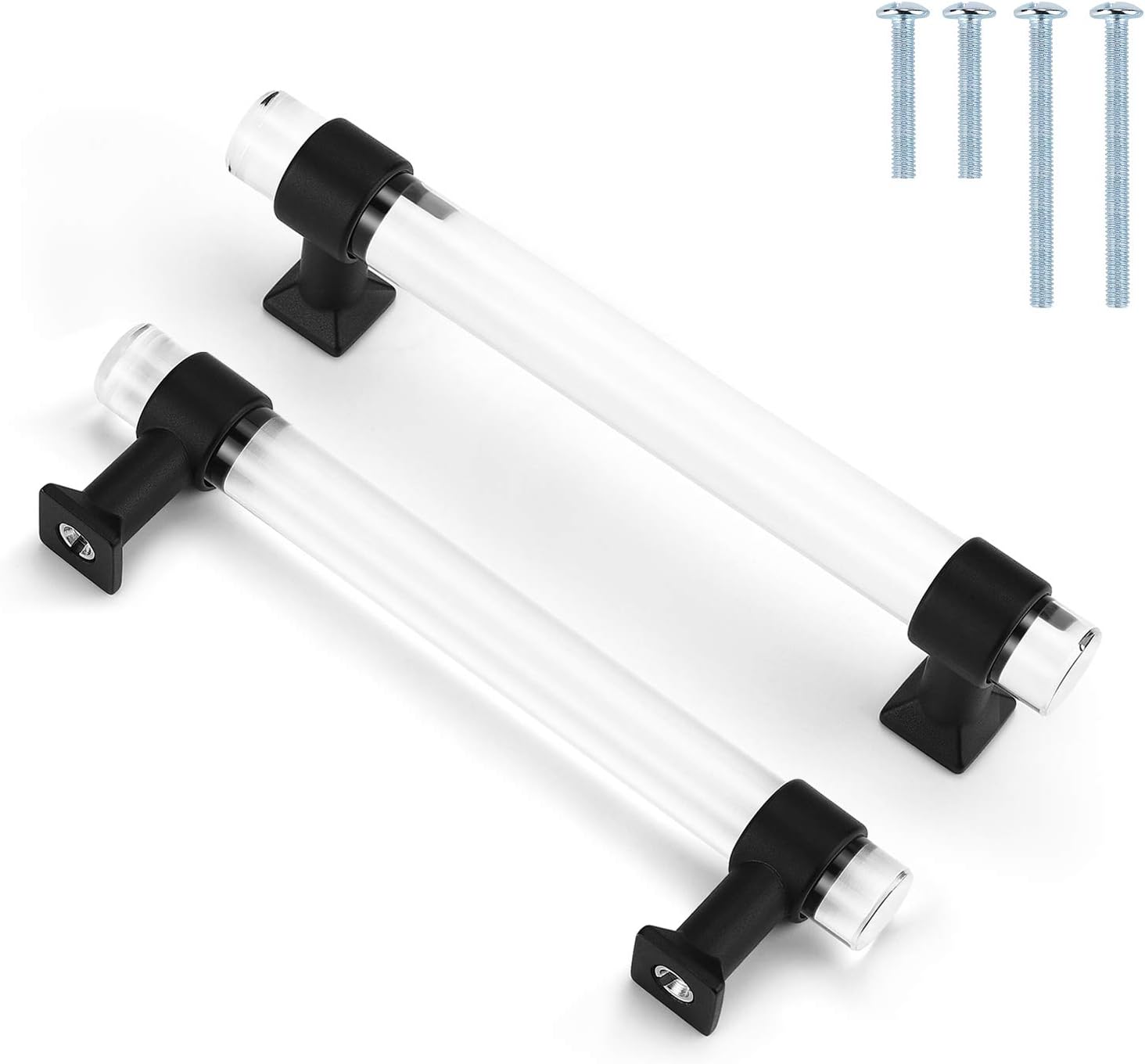 Mengico Cabinet Pulls Black Matte 4 Inch Acrylic Kichen Cabinet Handles Morden Drawer Pulls Clear Cabinet Hardware for Bathroom and Bedroom 10 Pack Pack of 2