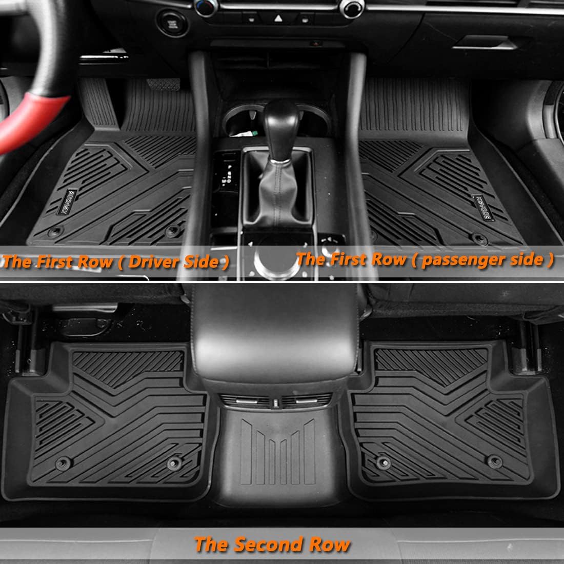 KEYOOG For 2021 2022 Kia K5 (Only FWD and NOT 2016-2020 Kia Optima)/ 2020-2022 Hyundai Sonata, Car Floor Mats Black TPE Special All-Weather Automotive Mat Interior Accessories Includes 1st and 2nd Row