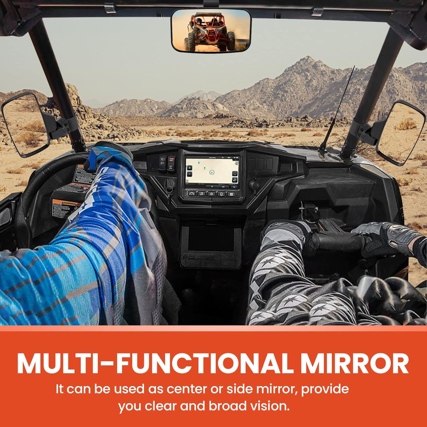 Ranger Rear View Mirror, NAFOCI UTV Rear View Mirror Compatible with 2021 Polaris RZR PRO XP, Commander and Maverick X3, Viking, Rhino, Pioneer, Kubota RTV with Factory Present Drop Down Mounting Tab