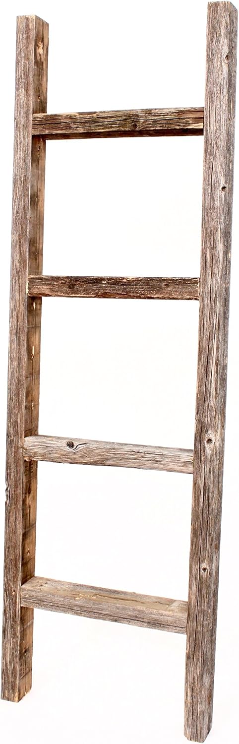 BarnwoodUSA Rustic 4 Foot Decorative Wooden Ladder - 100% Reclaimed Wood Pack of 2
