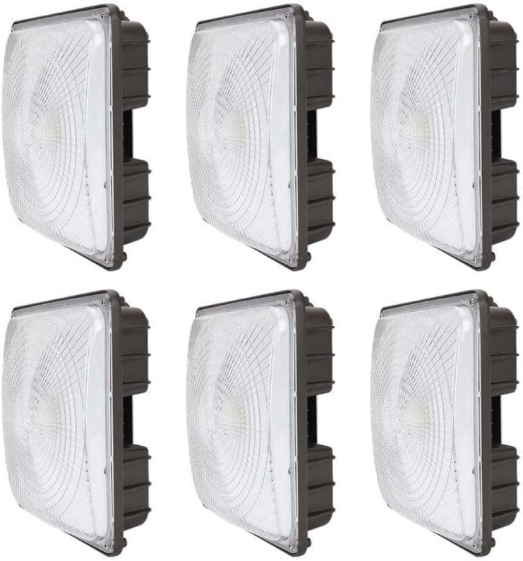 Konlite 40W LED Canopy Area Light - 175W Equal - 5450 LM - 6 Pack - 5000K - 120-277V - UL/DLC, Idea for for Gas Station, Gym, Warehouse, Shop, Underpass, Loading Dock etc