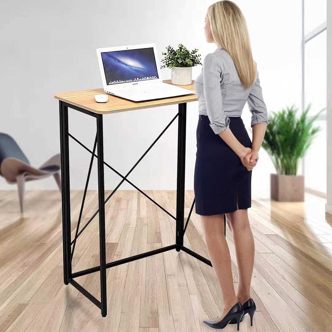 Foldable Stand-Up Desk, Folding Standing Desk for Laptop & Computer, Simple Home Office Computer Workstation, No Assembly Required & Space Saving Writing Table