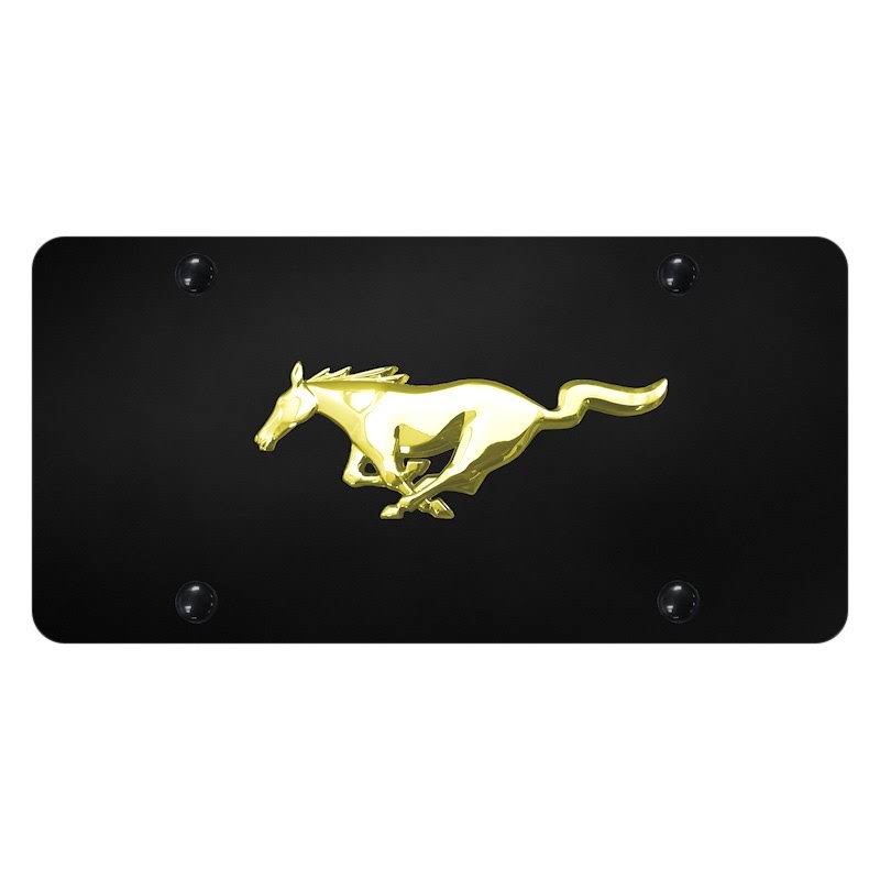 Au-tomotive Gold MUS.GB Mustang Horse Gold on Black License Plate