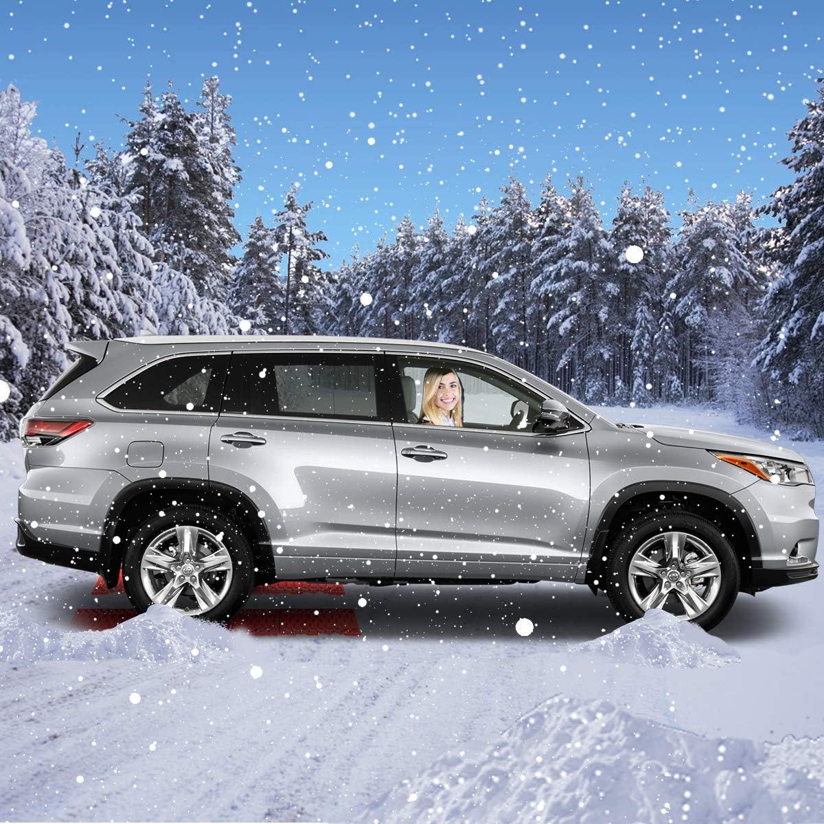 VaygWay Car Snow Traction Mat &ndash; All Weather Foldable Tire Grip &ndash; Emergency Off Road Traction Tool &ndash; Auto Escape Mat 2 Pk &ndash; Works for Snow Ice Mud Sand