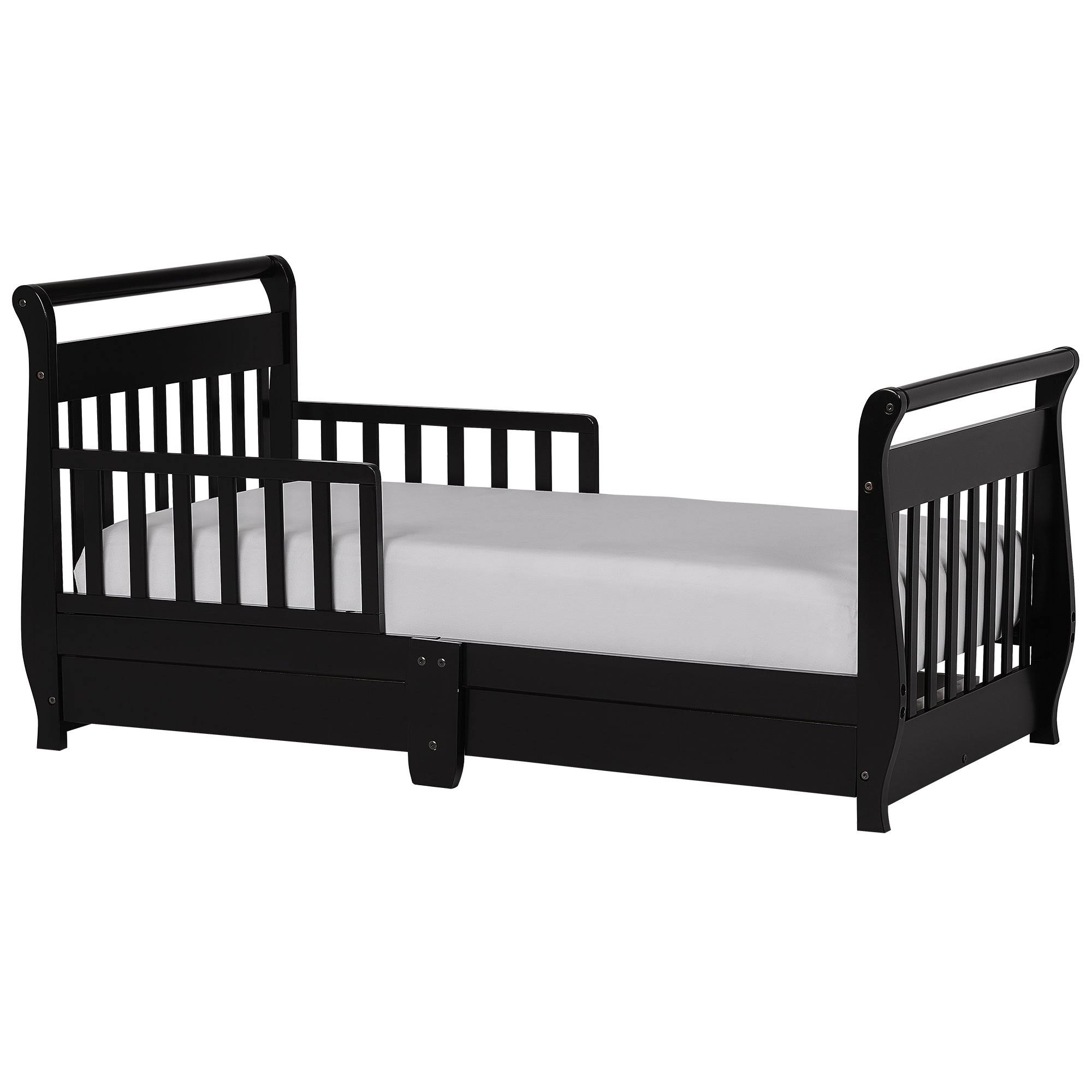 Dream On Me Toddler Sleigh Bed with Storage, Black