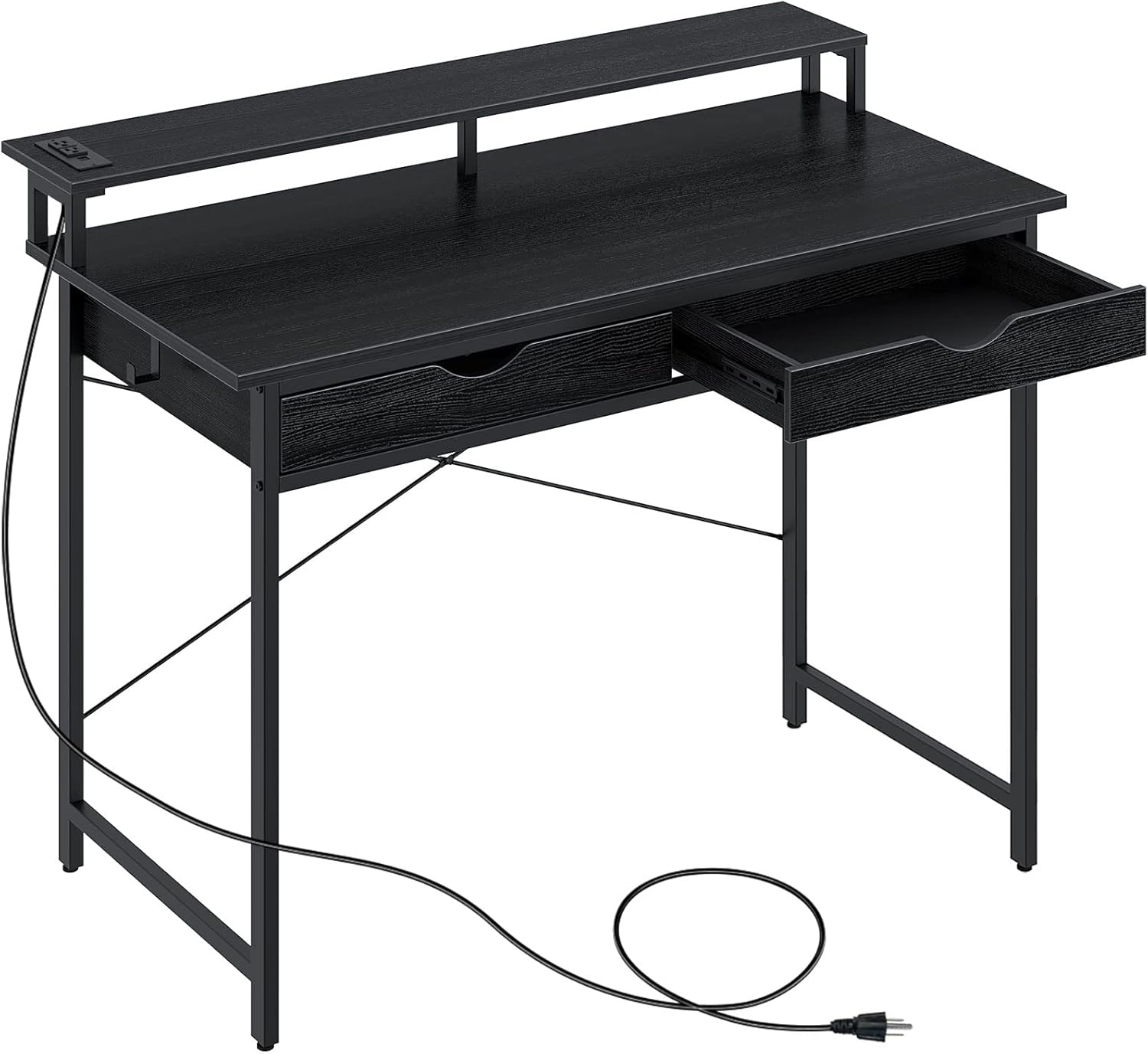 Rolanstar Computer Desk with 2 Drawers and Power Outlet, 47