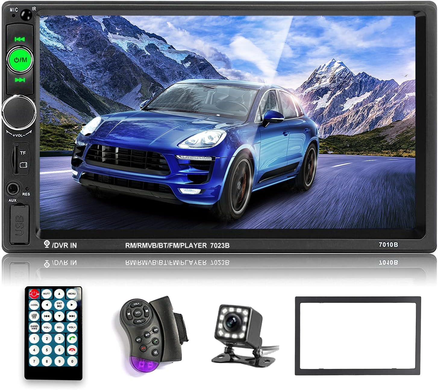 podofo Car Stereo 2 Din Car Radio 7 Inch MP5 Player with HD Touch Screen Digital Display Bluetooth Multimedia support USB SD Aux-in Double Din Autoradio Mobile Phone Interconnection with Backup Camera Pack of 2