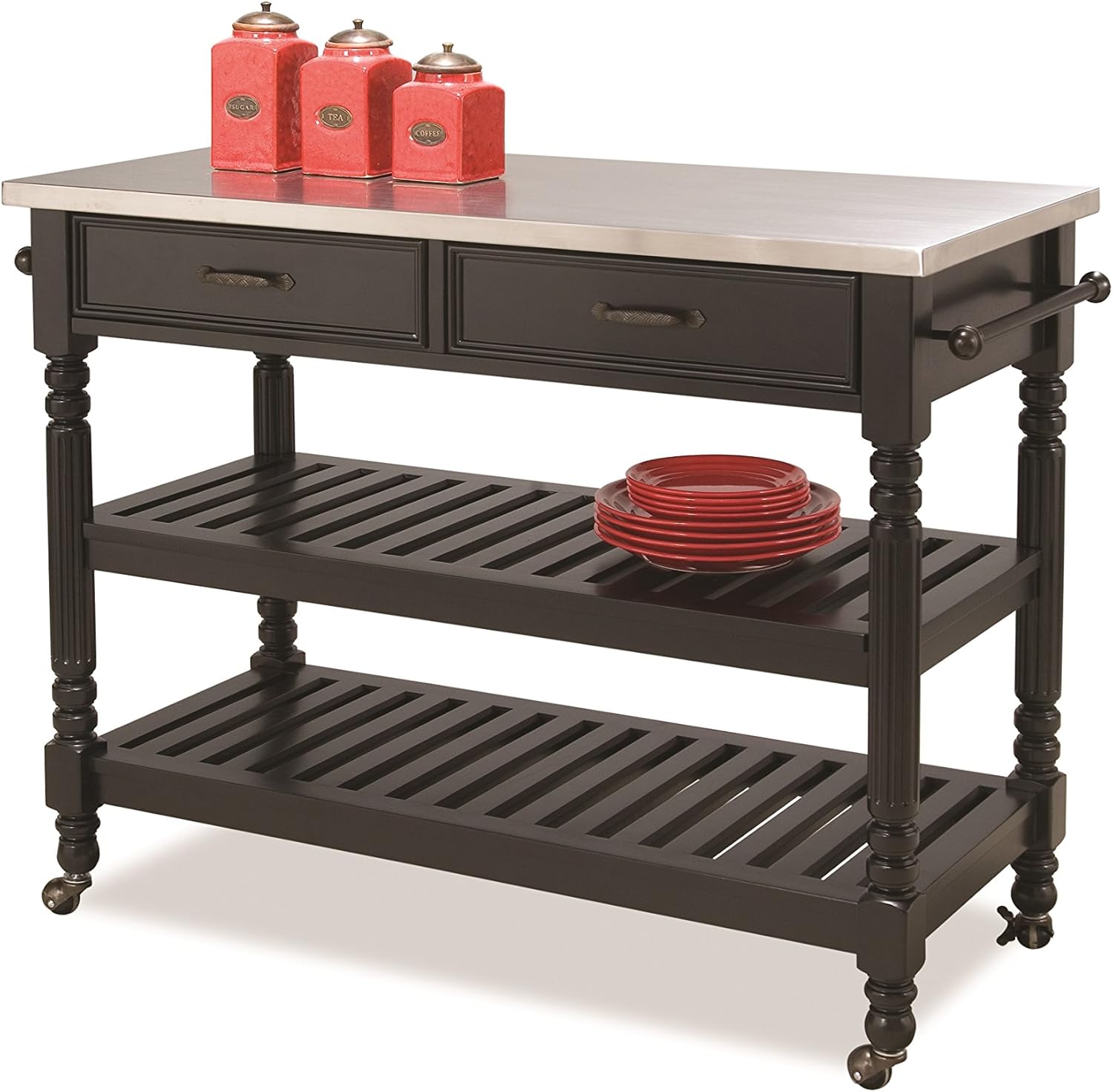Home Styles Savanna Kitchen Cart, Black Finish