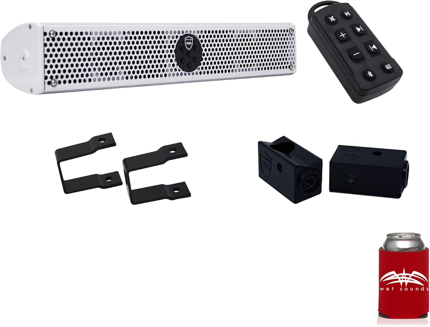 Wet Sounds Stealth 6 Ultra HD White + UTV Mounting Kit, Slider Bracket and Square 1