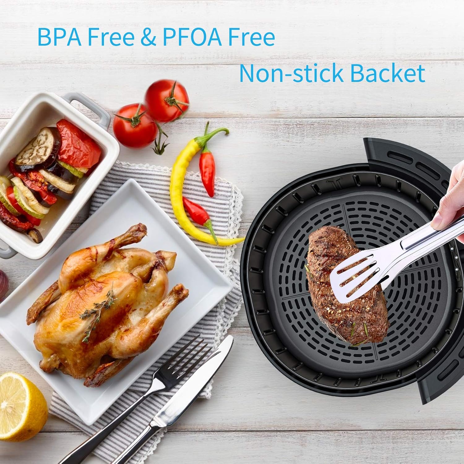 KUPPET 5.8 Quart Air Fryer, Electric Hot Air Fryers Oilless Cooker with 8 Presets, Digital LCD Touch Screen, Easy Clean Basket, 180℉-400℉, 60 Minutes Timer, 1700W, Black