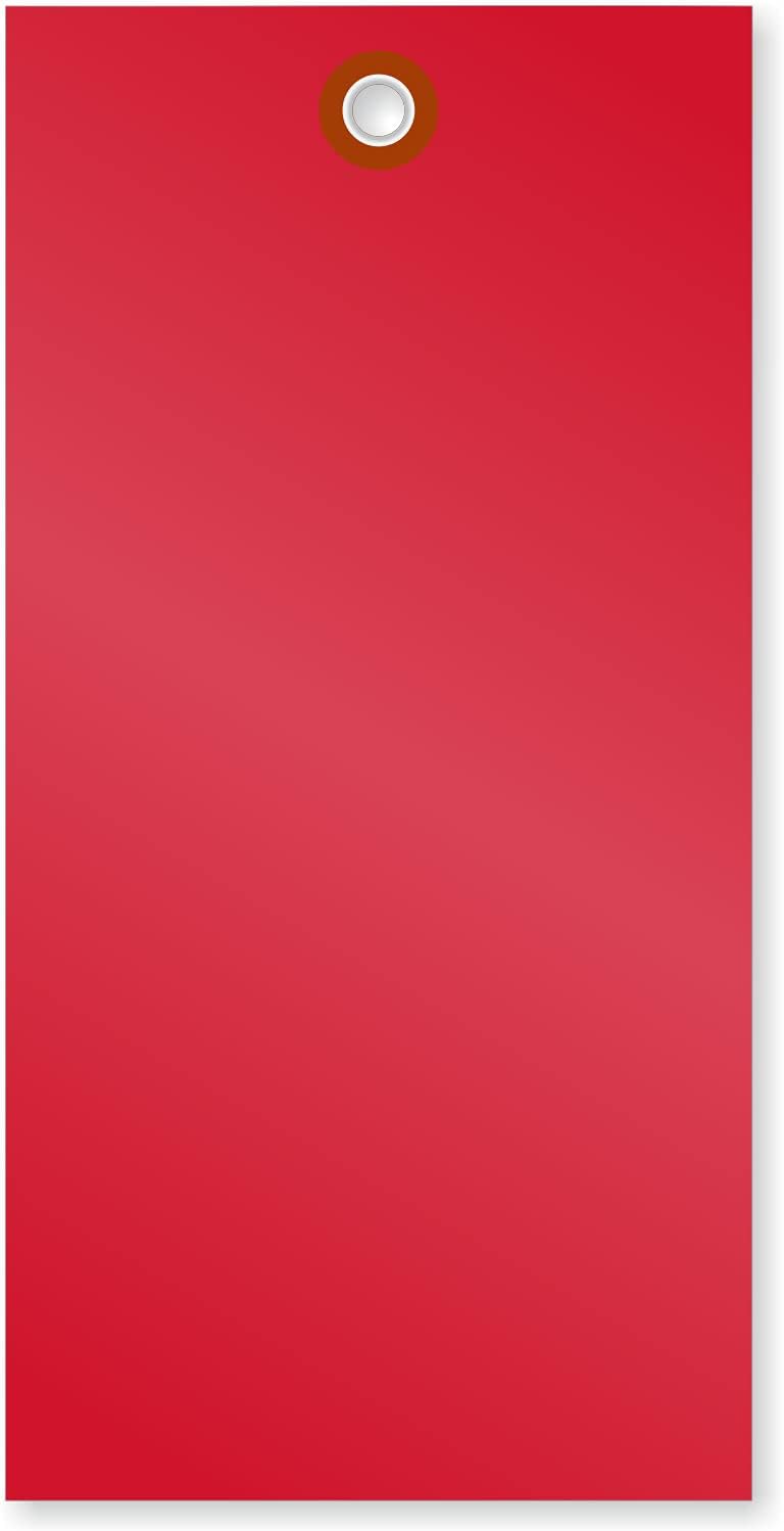 SmartSign (Pack of 1000) 6.25 x 3.125 inch “Red” Blank Tyvek Shipping Tags with Metal Eyelets, Size #8, 8 mil Thick Tyvek