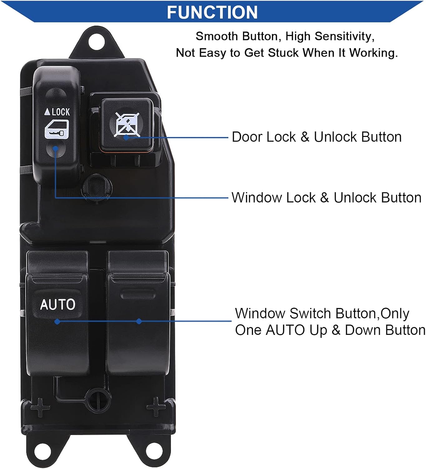 Obaee Master Power Window Switch Driver Side Compatible with Toyota Tundra 2000-2006 / Tacoma 2001-2011 / Sienna 1998-2001 / Solara 1999-2003 / FJ Cruiser 2007-2011 Replaces OE 84820-08010 84820-08011
