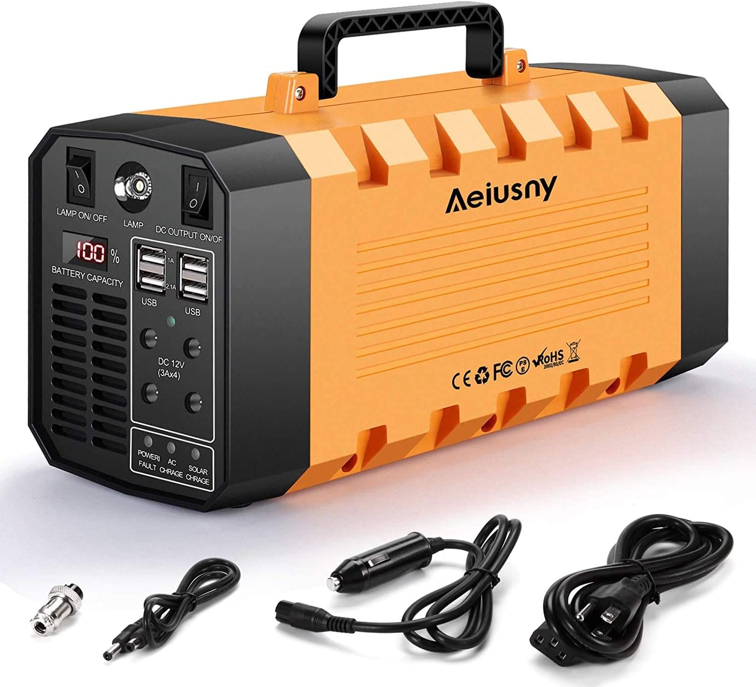 Aeiusny Portable Power Station, 288Wh/500W Solar Generator Power Supply CPAP Backup Battery, 110V Pure Sinewave AC Outlet, 12V DC, USB Output for Outdoor Camping Trip Fishing Emergency