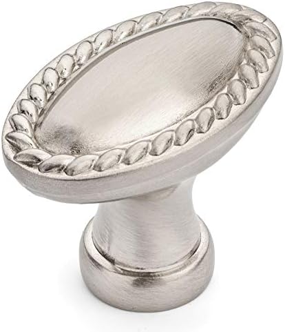 25 Pack - Cosmas 4116SN Satin Nickel Rope/Scroll Cabinet Hardware Oval Oblong Knob Pack of 2