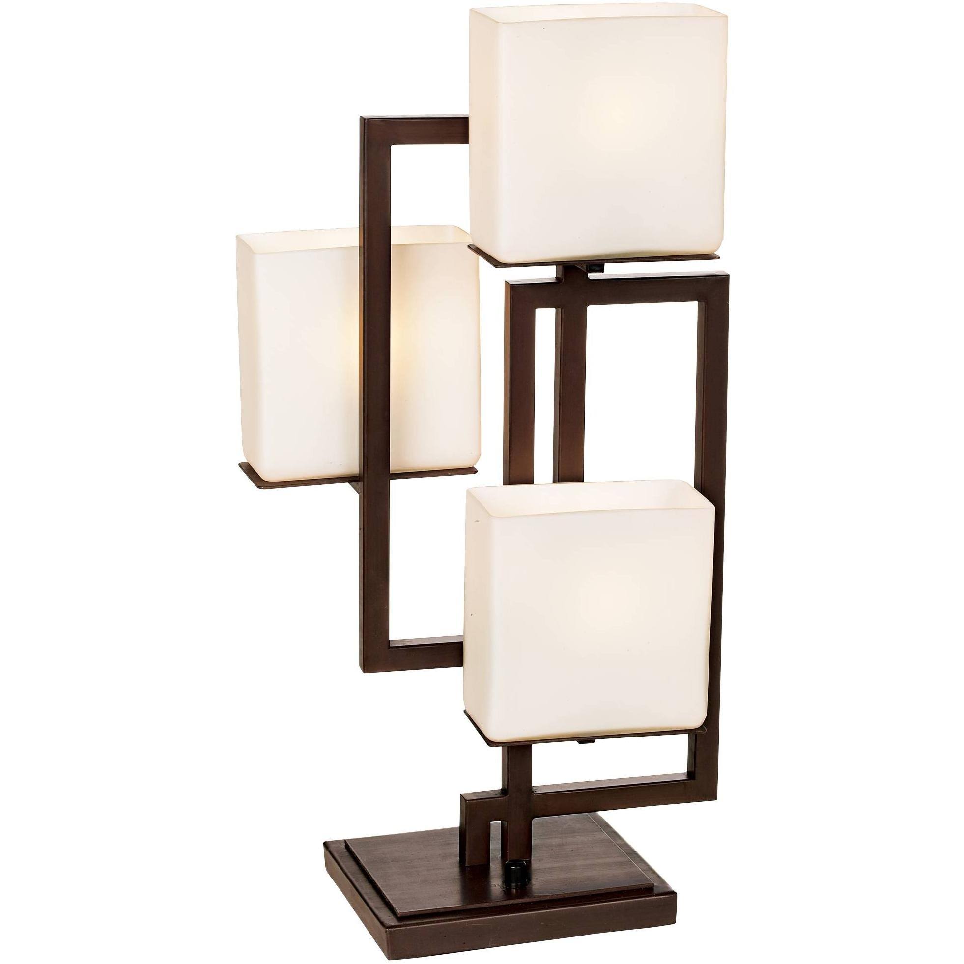Lighting on The Square Bronze Accent Lamp with Table Top Dimmer