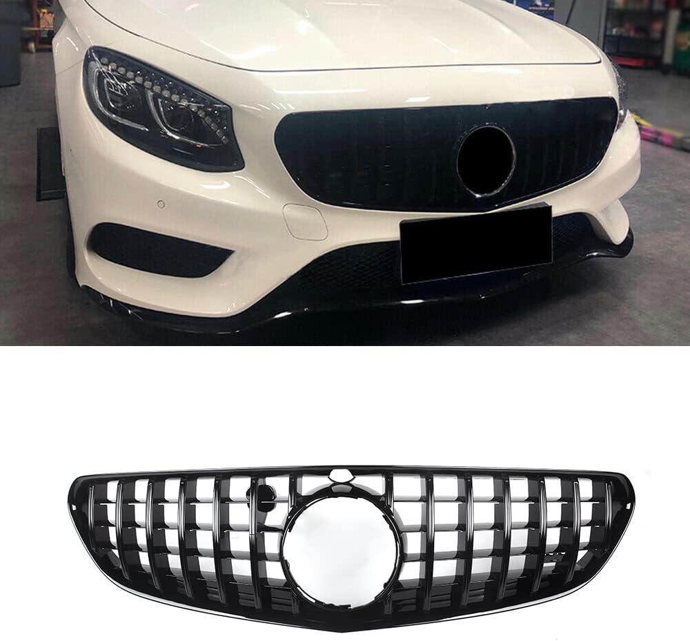 MUCCGQ GT R Style Front Grille Grill for Mercedes-Benz S Class W217 C217 Coupe 2015-2017 (Black)