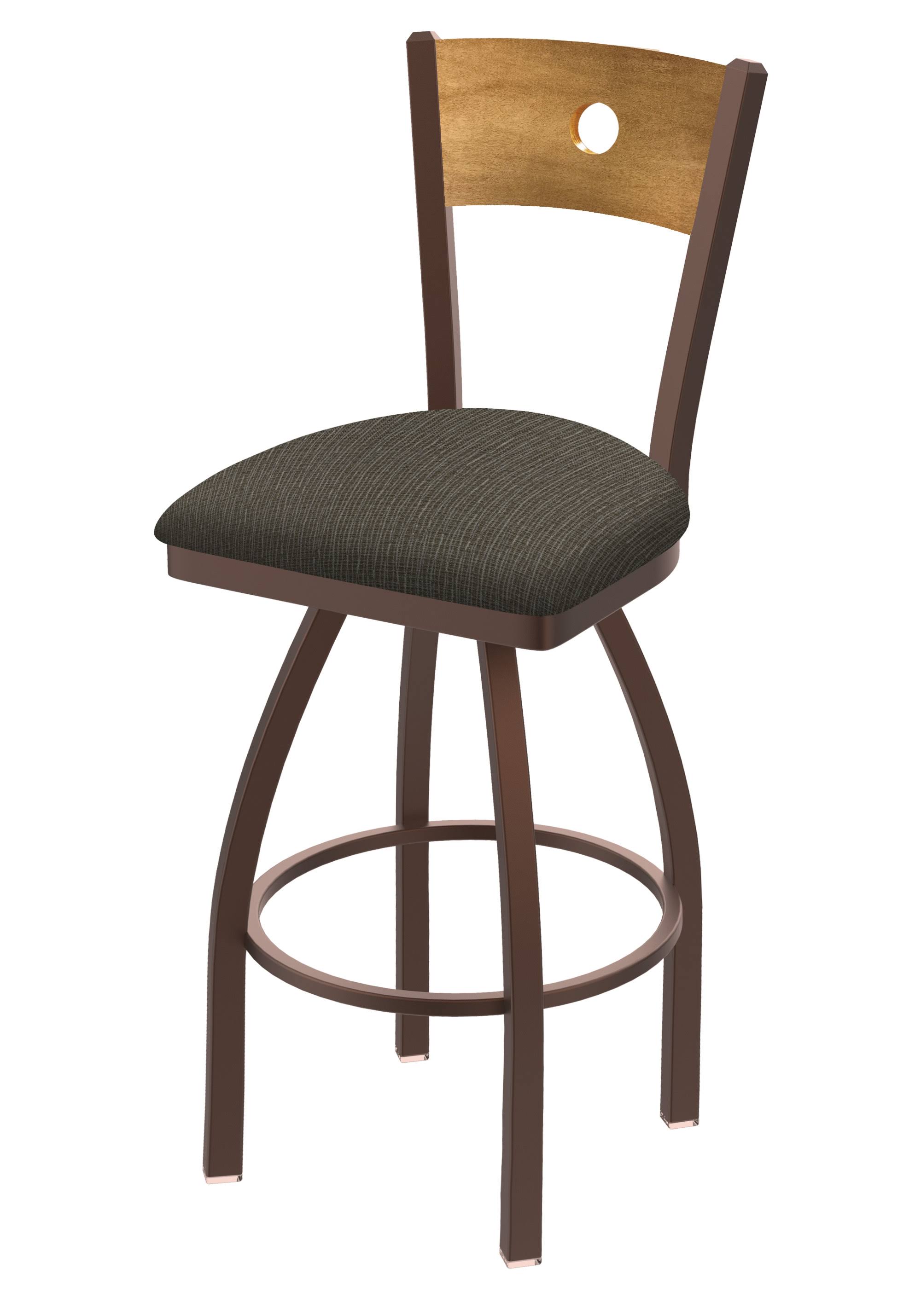 Holland Bar Stool 830 Voltaire 25x22 Counter Stool with Bronze Finish, Axis Willow SEAT, Medium Maple BACK, and 360 Swivel 83025