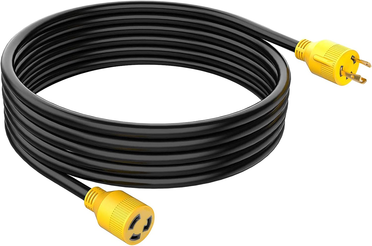 RVGUARD 3 Prong 30 Amp 20 Feet Generator Extension Cord, NEMA L5-30P/L5-30R 125V 10 Gauge SJTW Generator Power Cord, ETL Listed Pack of 2