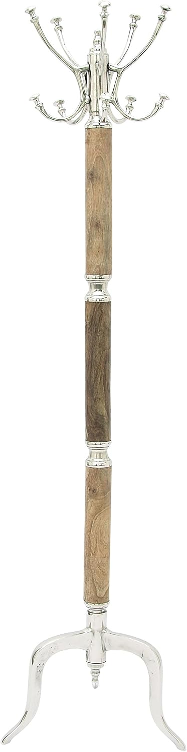 Deco 79 37684 Aluminum Wood Coat Rack, 19