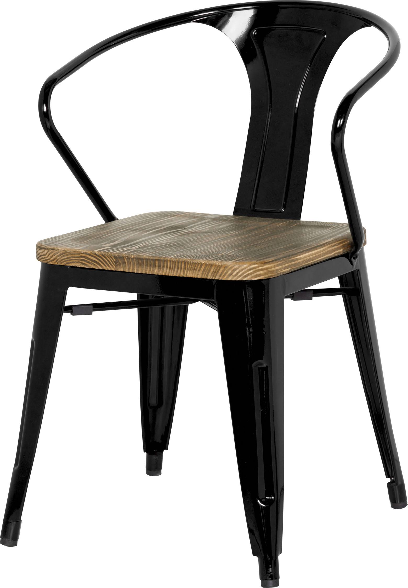 New Pacific Direct Metropolis Metal Arm Chair, Set of 4, Black