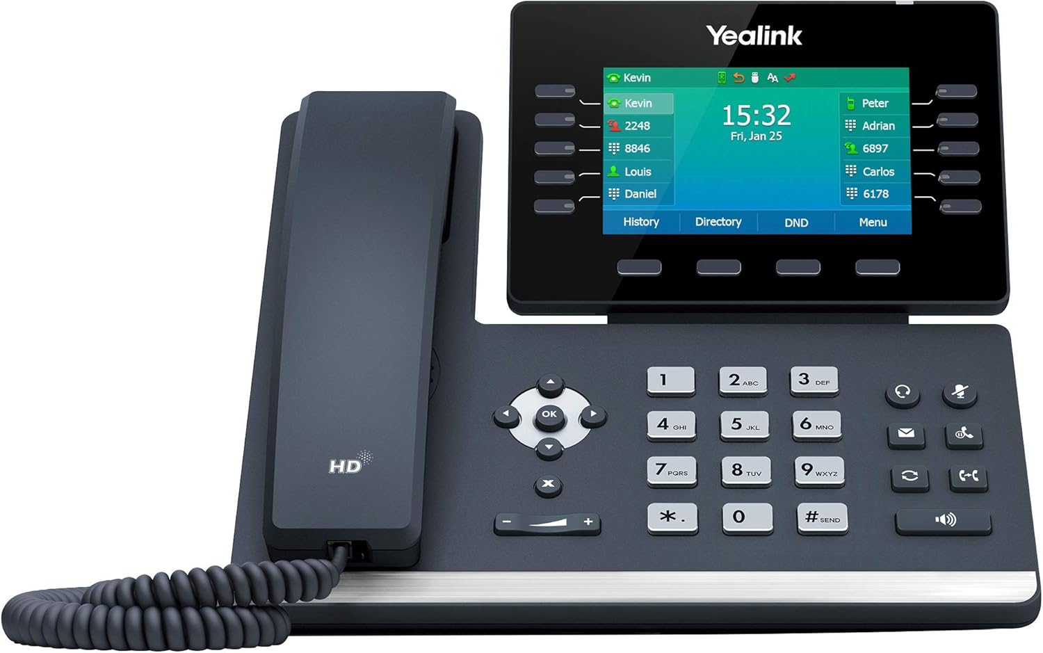 Yealink T54W IP Phone, 16 VoIP Accounts. 4.3-Inch Color Display. USB 2.0, 802.11ac Wi-Fi, Dual-Port Gigabit Ethernet, 802.3af PoE, Power Adapter Not Included (SIP-T54W)