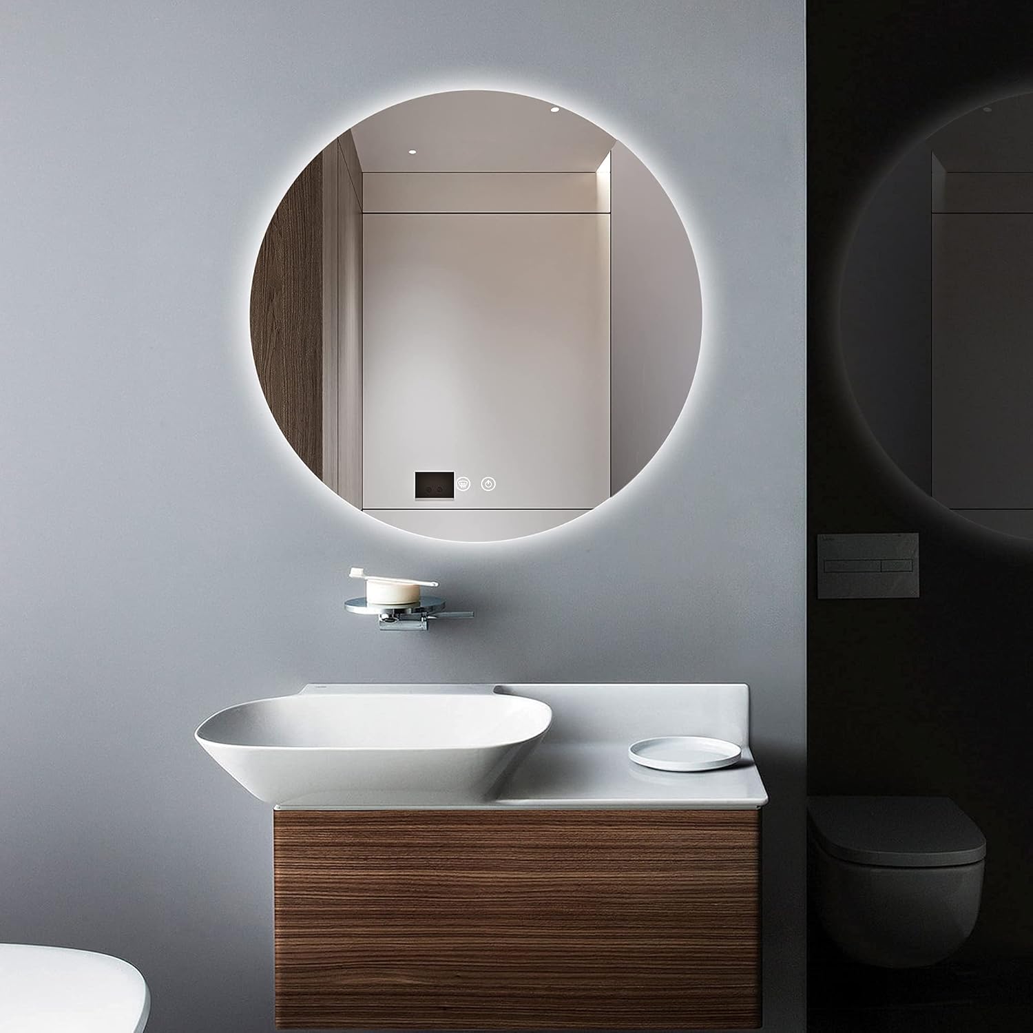 TETOTE LED Backlit Bathroom Round Mirror with Lights 28