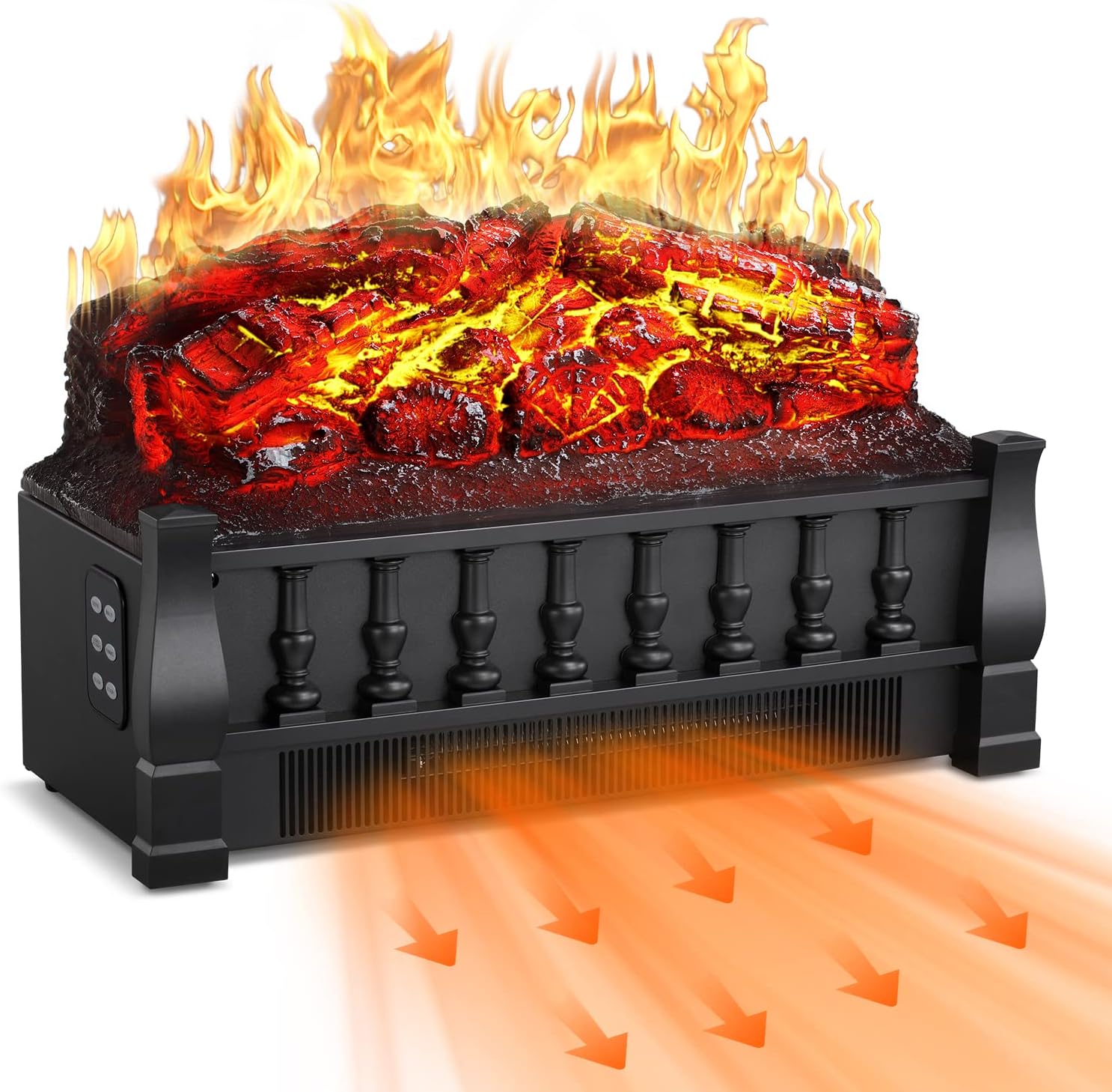 LHRIVER 21 Inch Electric Fireplace Insert Log Set Heater with Realistic Flame Effect Ember Bed, Remote Control, Adjustable Brightness for Indoor Use