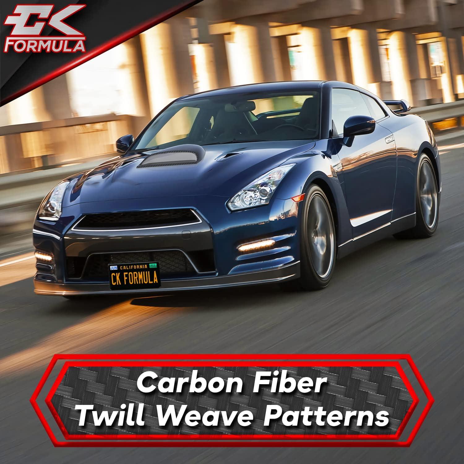 CK Formula Carbon Fiber Hood Scoop - Front Car Hood Vent Cover, No-Drill Universal Fit for Flat Hoods, Coupe, Trucks, SUV, JDM Style Body Kit, Waterproof, Aftermarket Automotive Accessory, 1 Piece