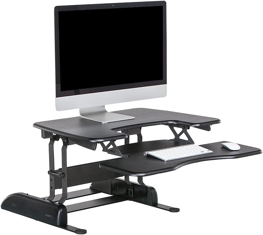 VariDesk Pro Plus 30 by Vari – Standing Desk w/Posture Curve – Height-Adjustable Standing Up Desk Converter – (Black) – No Assembly Required