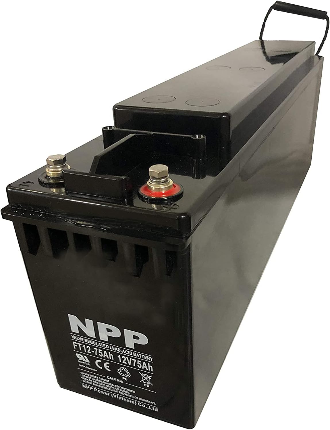 NPP FT12-75Ah 12 Volt 75 Ah Front Terminal AGM Maintenance Free Deep Cycle Battery For Telecommunication, Solar System, UPS and Other Power Storage Applications (1 Pack)