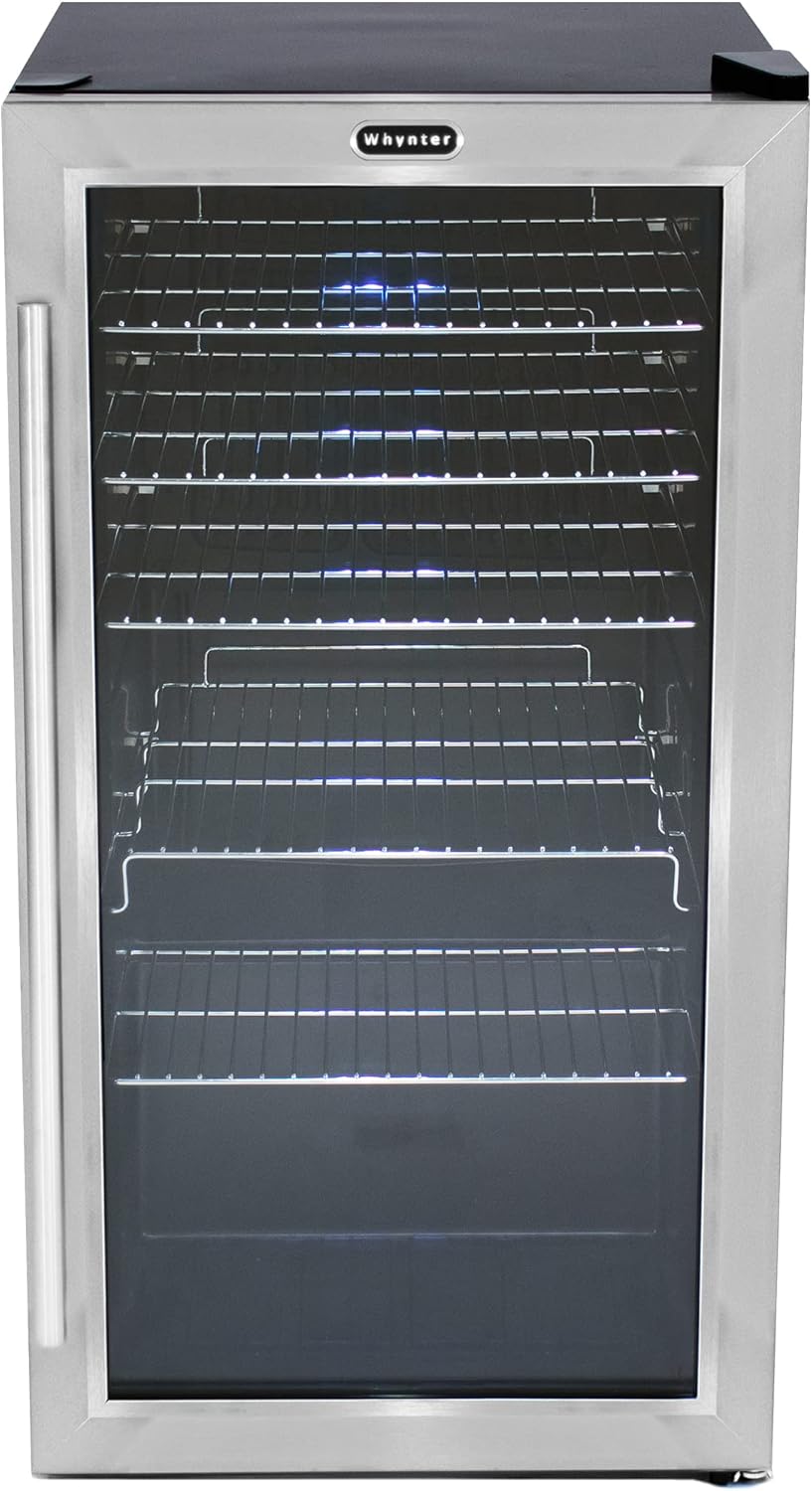 Whynter BR-130SB Beverage Refrigerator with Internal Fan, Black/Stainless Steel