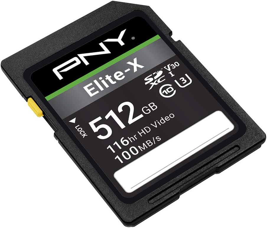PNY 512GB Elite-X Class 10 U3 V30 SDXC Flash Memory Card (P-SD512U3100EX-GE) Pack of 2