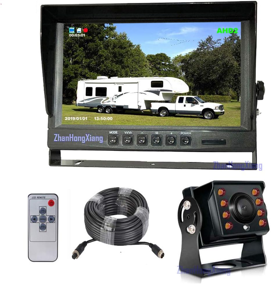 Upgraded Vehicle Backup Rear View Car Truck Camera and DVR Monitor System,IP69 Waterproof Night Vision HD 1080P Rear Camera + 9