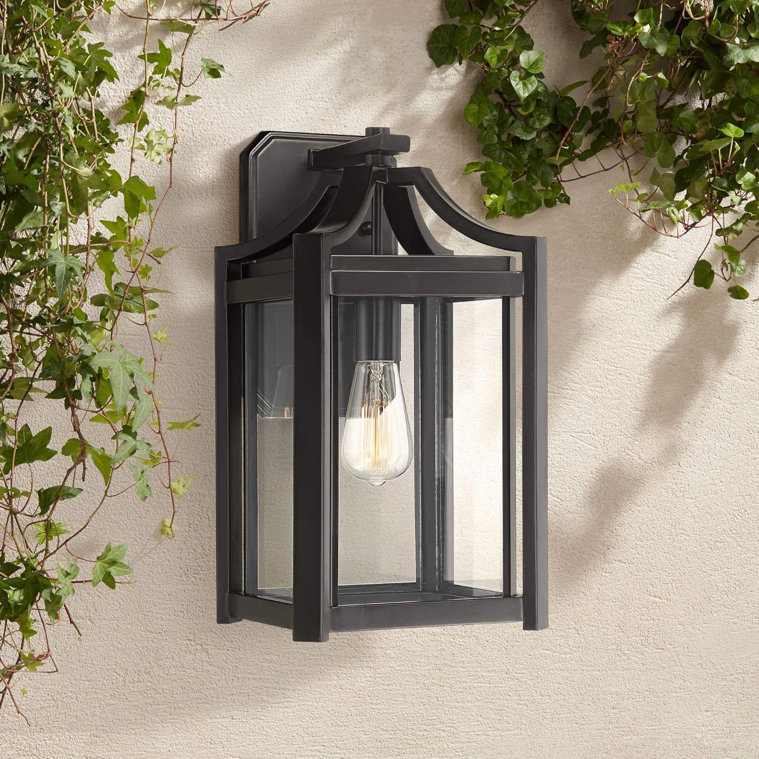 Rockford Rustic Farmhouse Outdoor Wall Light Fixture Black 16 1/4