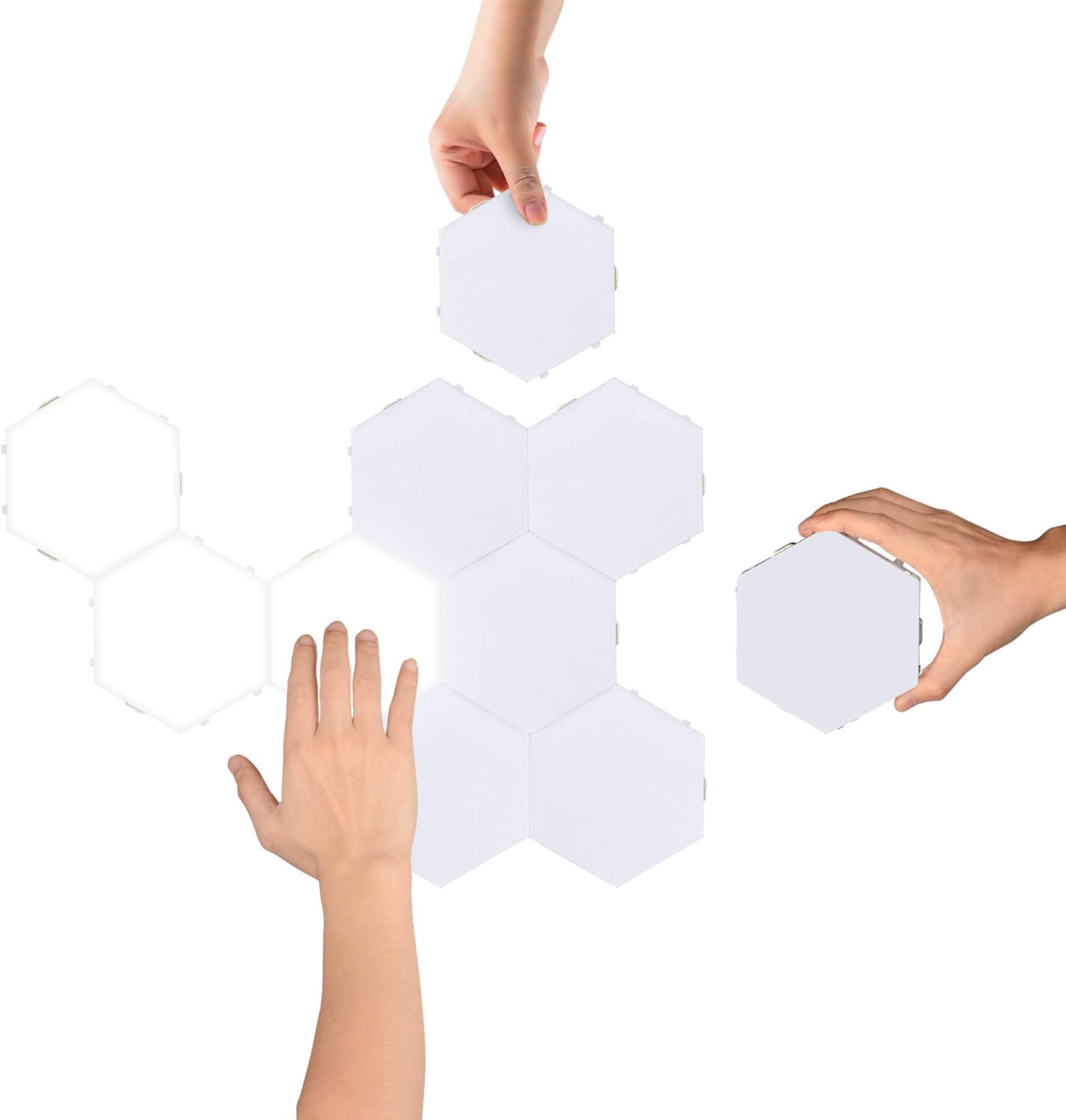 Yescom 10 Pack Hexagon Light Panel White Hexagonal Wall Lights Touch Sensitive Magnetic LED Splicing Hex Light Modular Quantum Lamp DIY Bedroom Home Office Hotel Bar