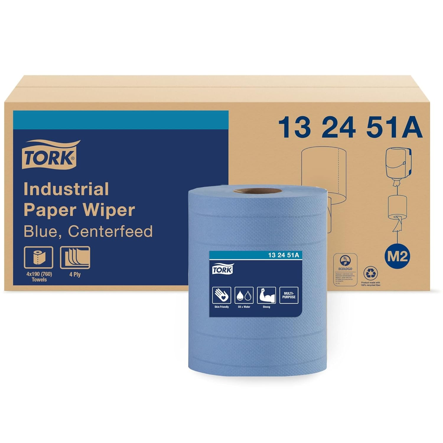 TORK Industrial Paper Wiper, Centerfeed, 4-Ply, 10.0