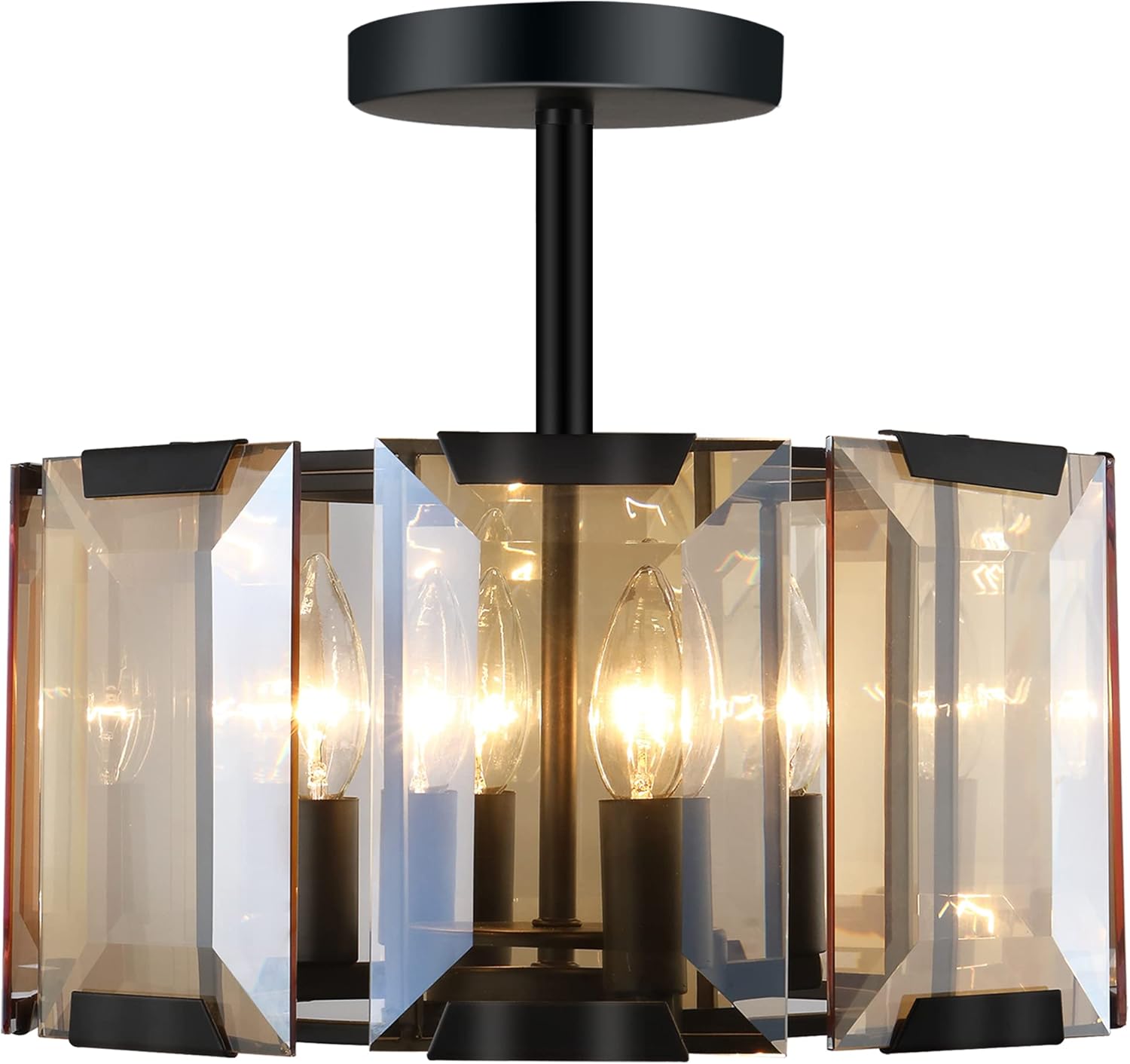 Huaguang Modern Crystal Ceiling Pendant Light 4-Light Glass Crystal Chandelier W14