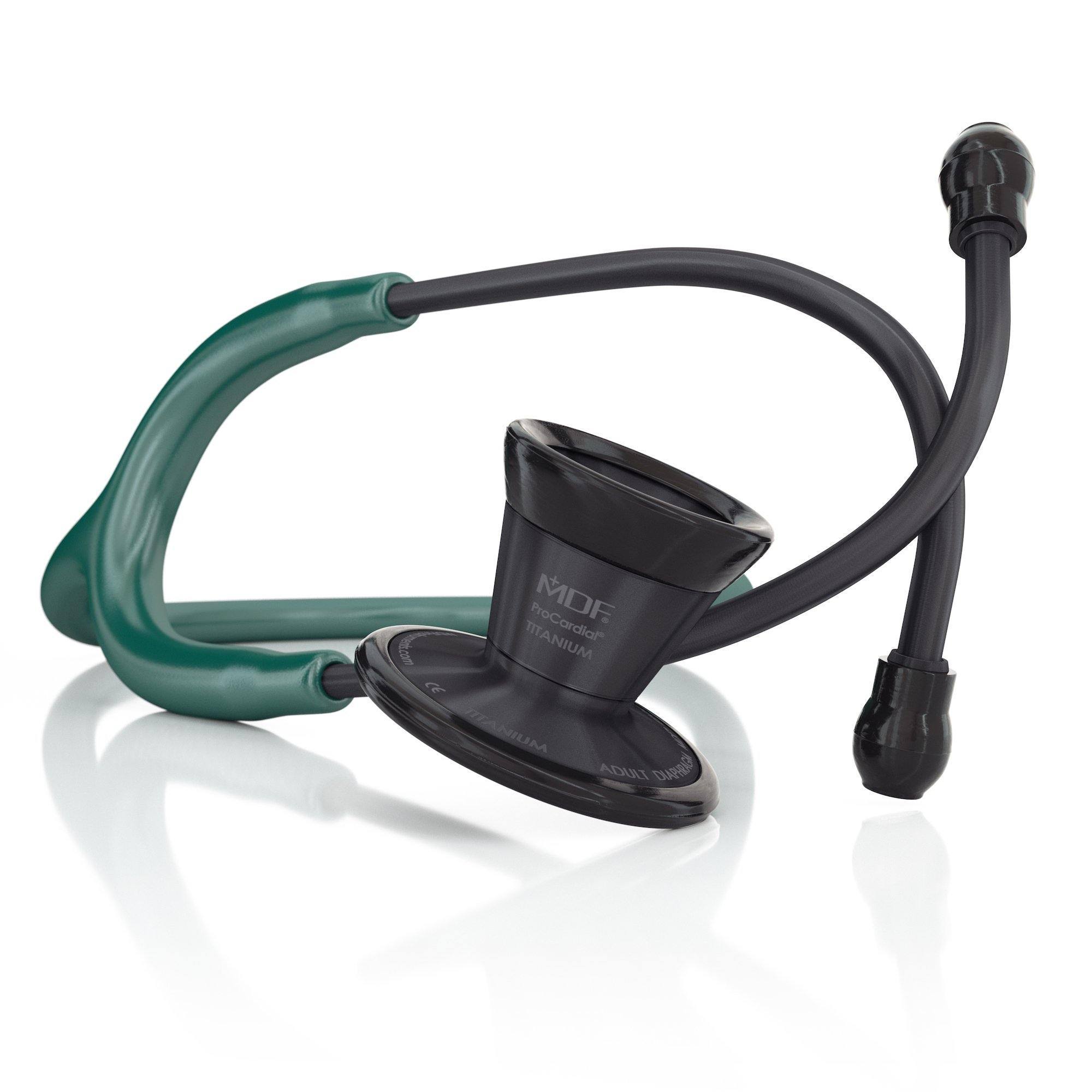 MDF ProCardial Stethoscope Titanium Adult - Green/Blackout
