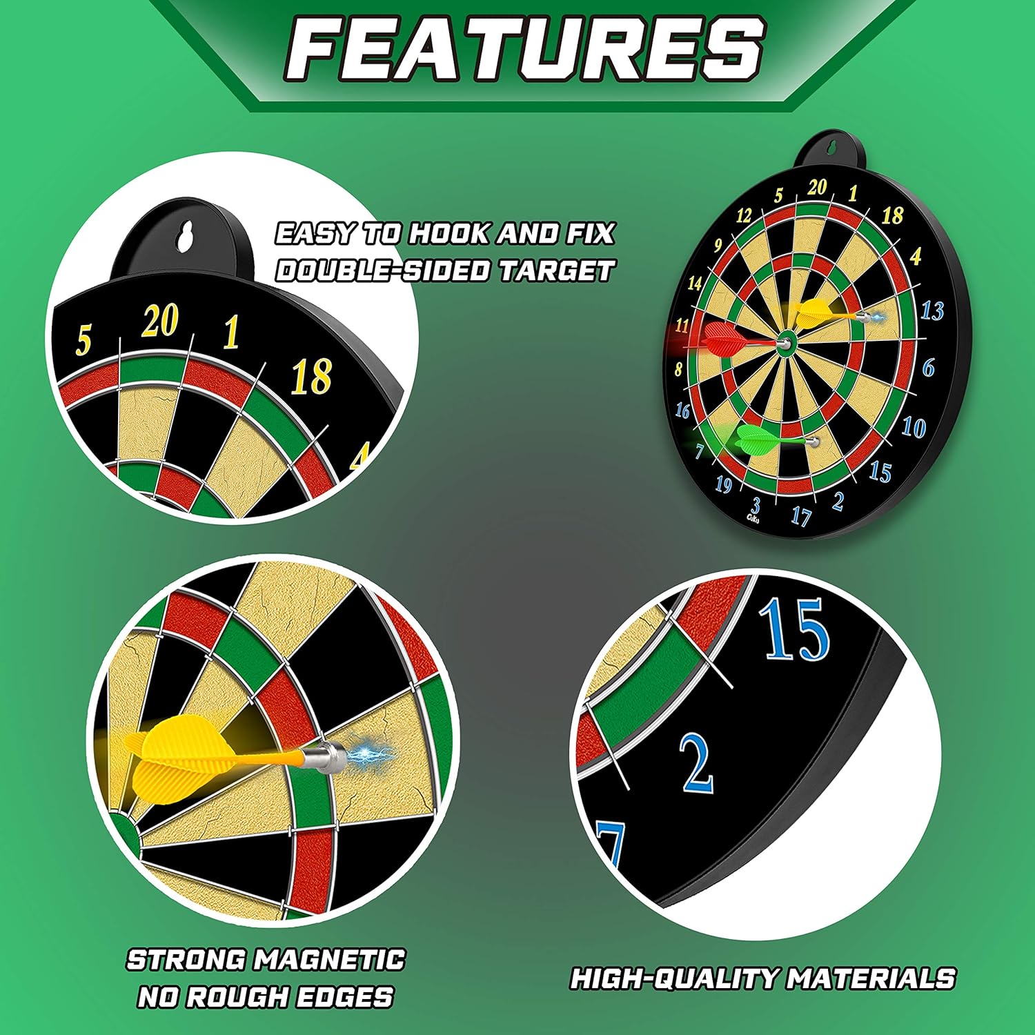 Magnetic Dart Board - 12pcs Magnetic Darts (Red Green Yellow) - Excellent Indoor Game and Party Games - Magnetic Dart Board Toys Gifts for 5 6 7 8 9 10 11 12 Year Old Boy Kids Pack of 2
