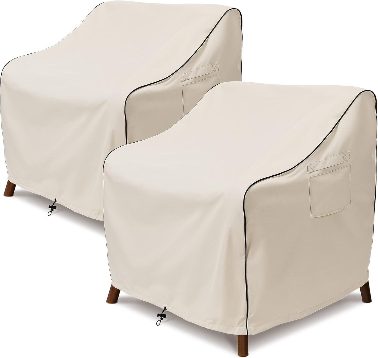FILORA Patio Furniture Covers for Chairs, Outdoor Chair Covers Waterproof 600D Heavy Duty Durable Fits up to 36W x 37D x 36H Inches Beige (2 Pack)