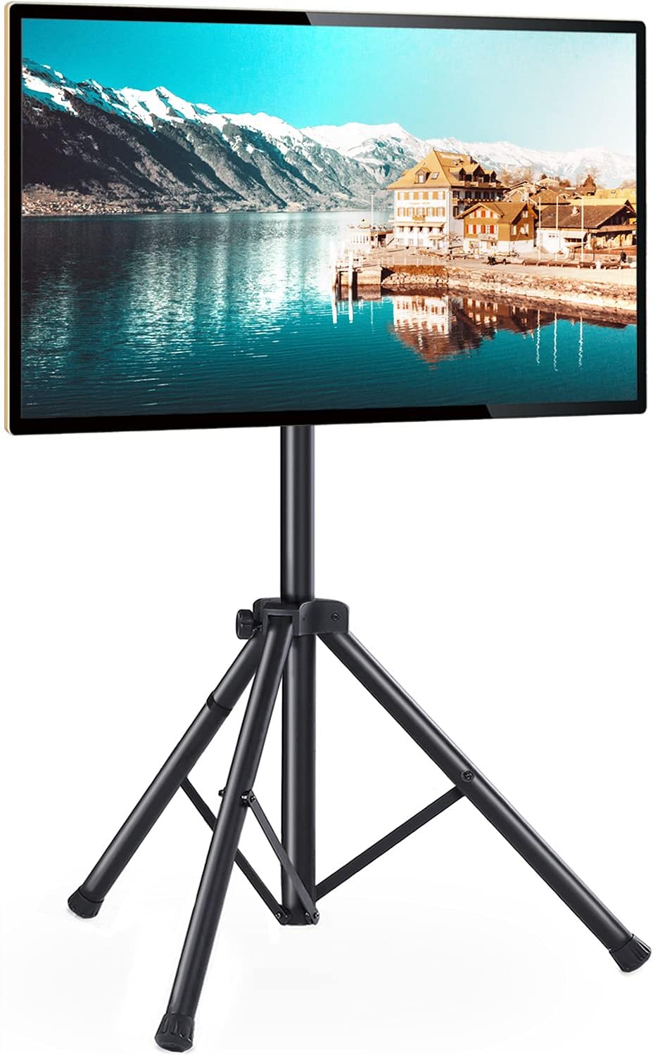 Portable TV Tripod Stand with 360 Swivel and Tilt Mount for 32-60 inch LED LCD OLED Flat Screen TVs/Monitors, Height Adjustable Foldable Mount Stand, Black Floor Display Stand with Max VESA 400x400mm Pack of 2