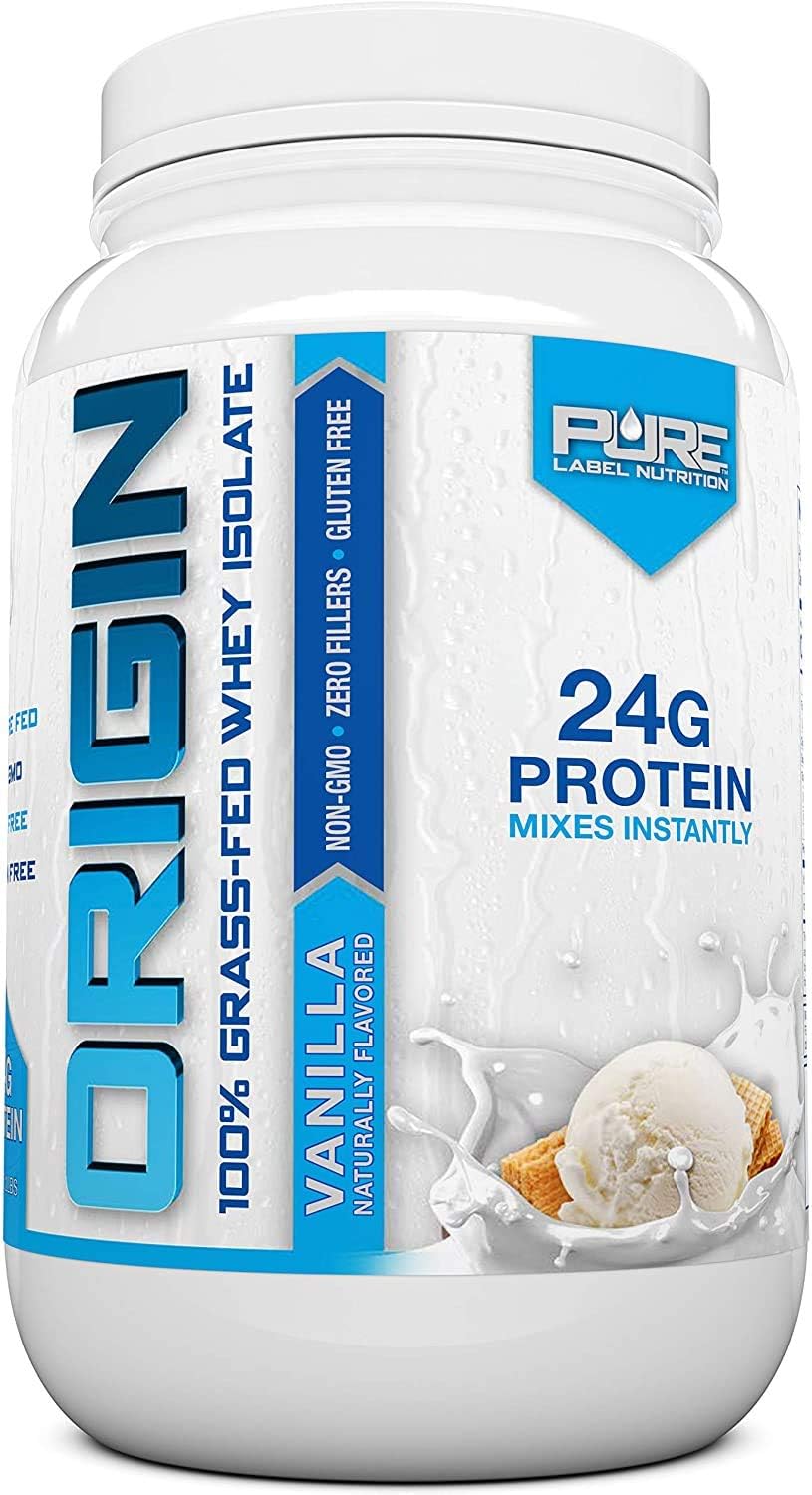 Pure Label Nutrition 100% Grass-Fed Whey Protein Isolate, 2lb Vanilla, No Fat, No Lactose, Micro-Filtered, Cold Processed, GMO Free, rBGH Free, Soy Free, Gluten Free, Zero Carbs and No Sugar Added Pack of 2