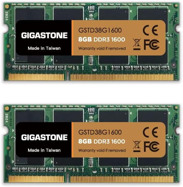 Gigastone DDR3 16GB (8GBx2) 1600MHz PC3-12800 CL11 1.35V SODIMM 204 Pin Unbuffered Non ECC for Notebook Laptop Memory Module Ram Upgrade Kit Pack of 2