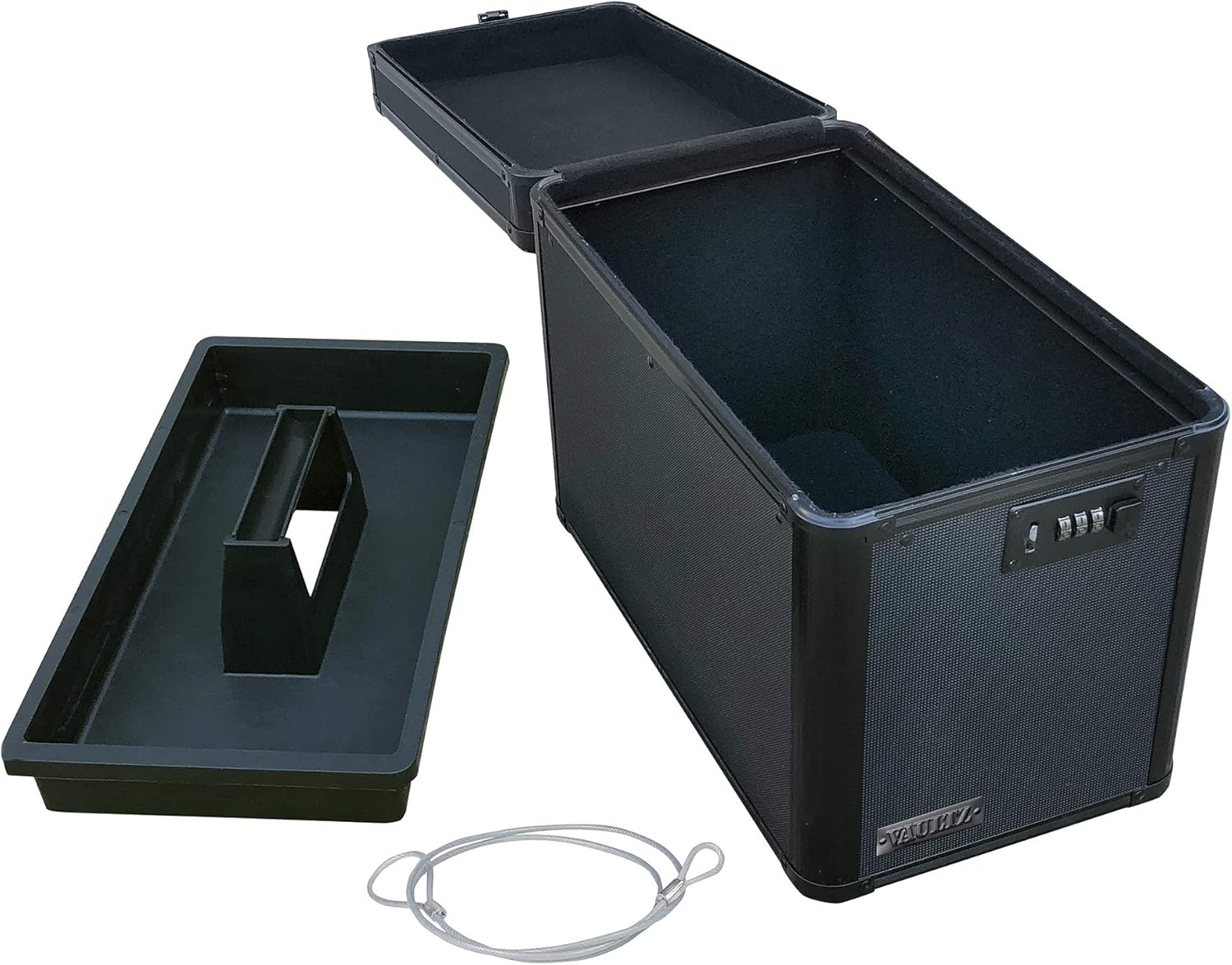 Vaultz Locking Ammo Box with Tether, 10 x 7.88 x 14.25 Inches, Tactical Black (VZ03496) Pack of 2