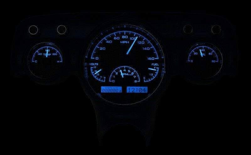 Dakota Digital 57 Chevy Car Analog Gauges System Black Alloy Blue VHX-57C-K-B