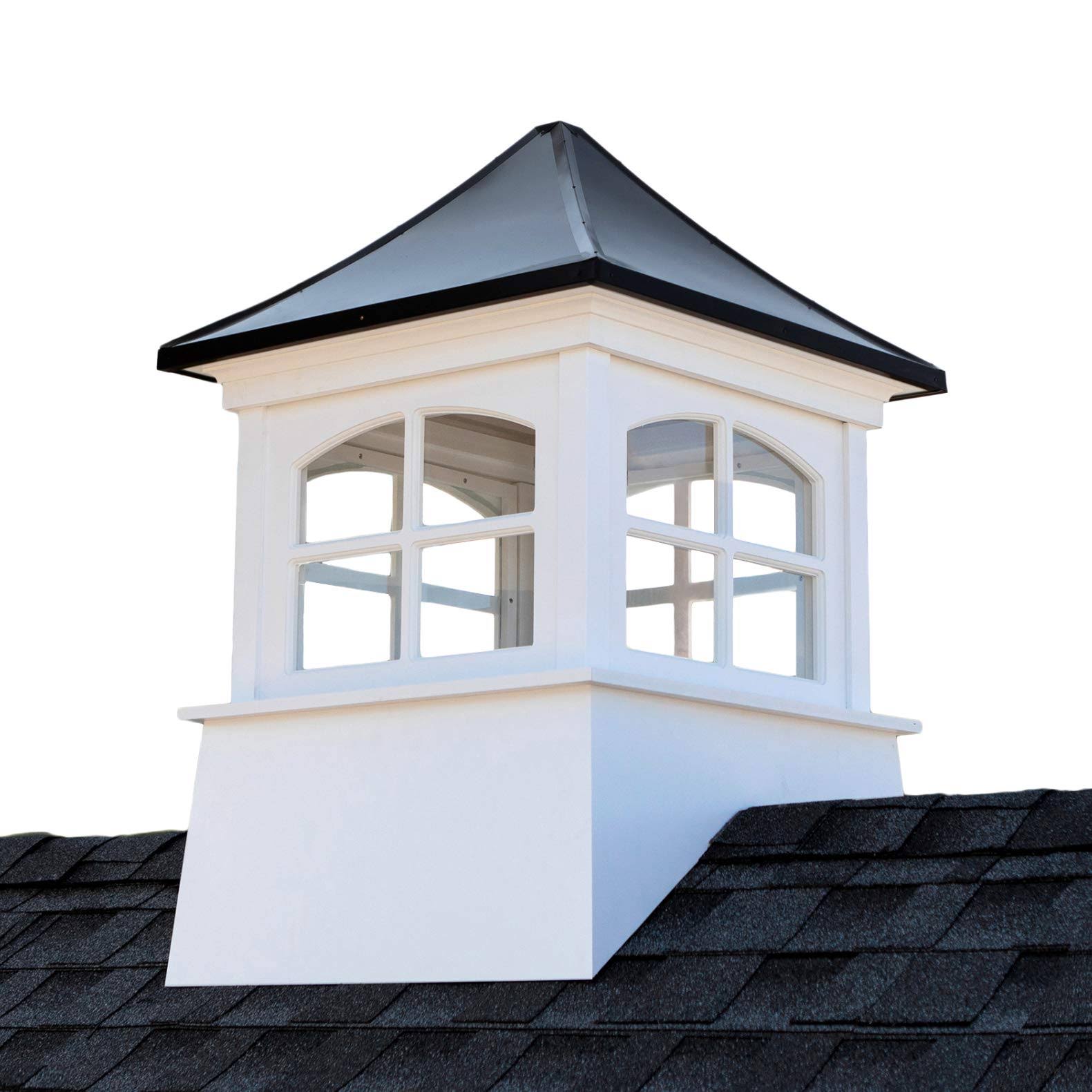 Windsor Vinyl Cupola with Black Aluminum Roof 18x22 x 27x22 by Good Directions - 2118WVBLK