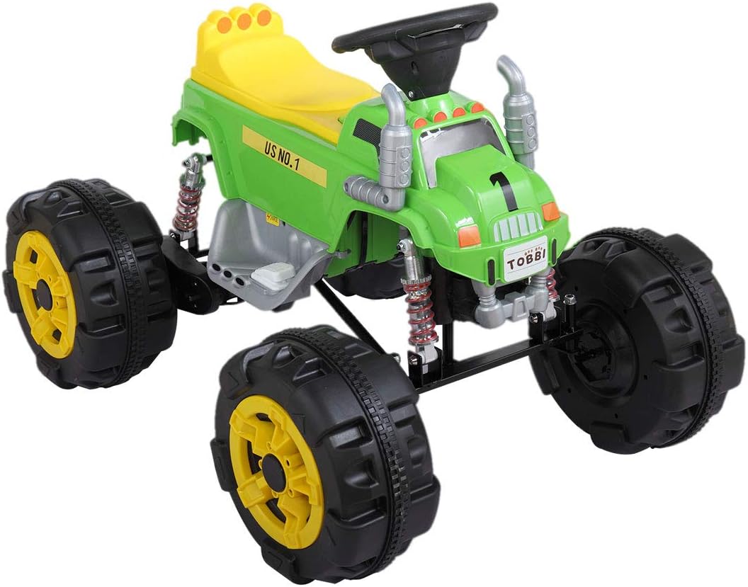 TOBBI Kids Ride On Toys Car ATV Four Wheel Shock Absorber Beach Vehicle Music Horn Play Green