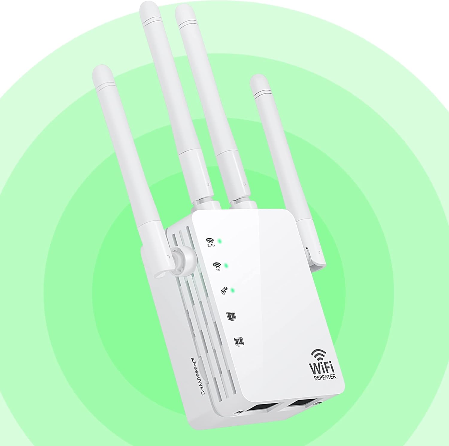 Hiseeu WiFi Extender 1200Mbps,WiFi Booster Dual Band,866.66Mbps for 5Ghz,300Mbps for 2.4GHz,Access Point Easy Set-Up,802.11a/b/g/n/ac Supported,WPA/WPA2 PSK,Double RJ45 Ports Pack of 2