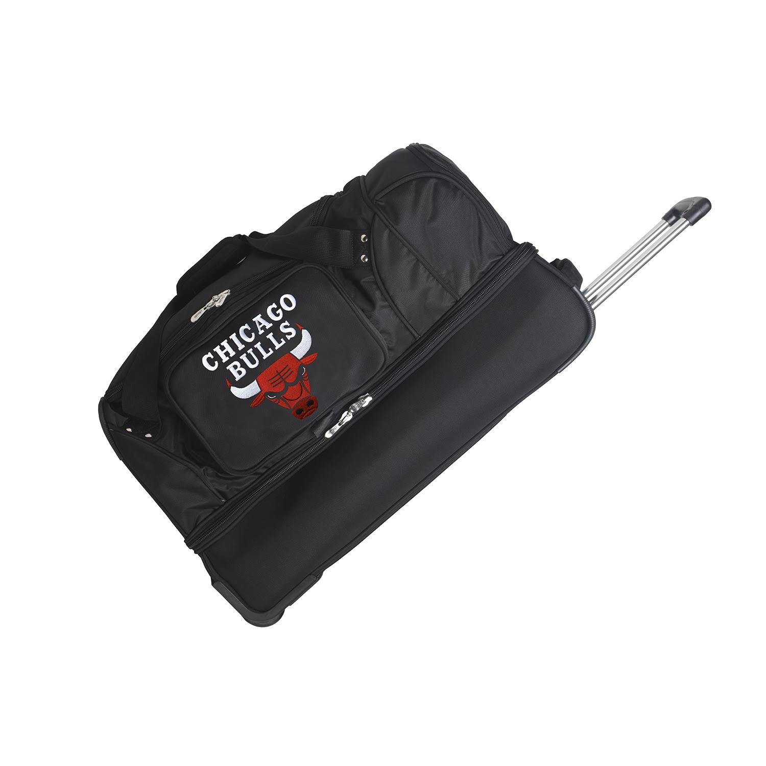 Denco Chicago Bulls 27-inch Drop Bottom Rolling Duffel Bag - Black
