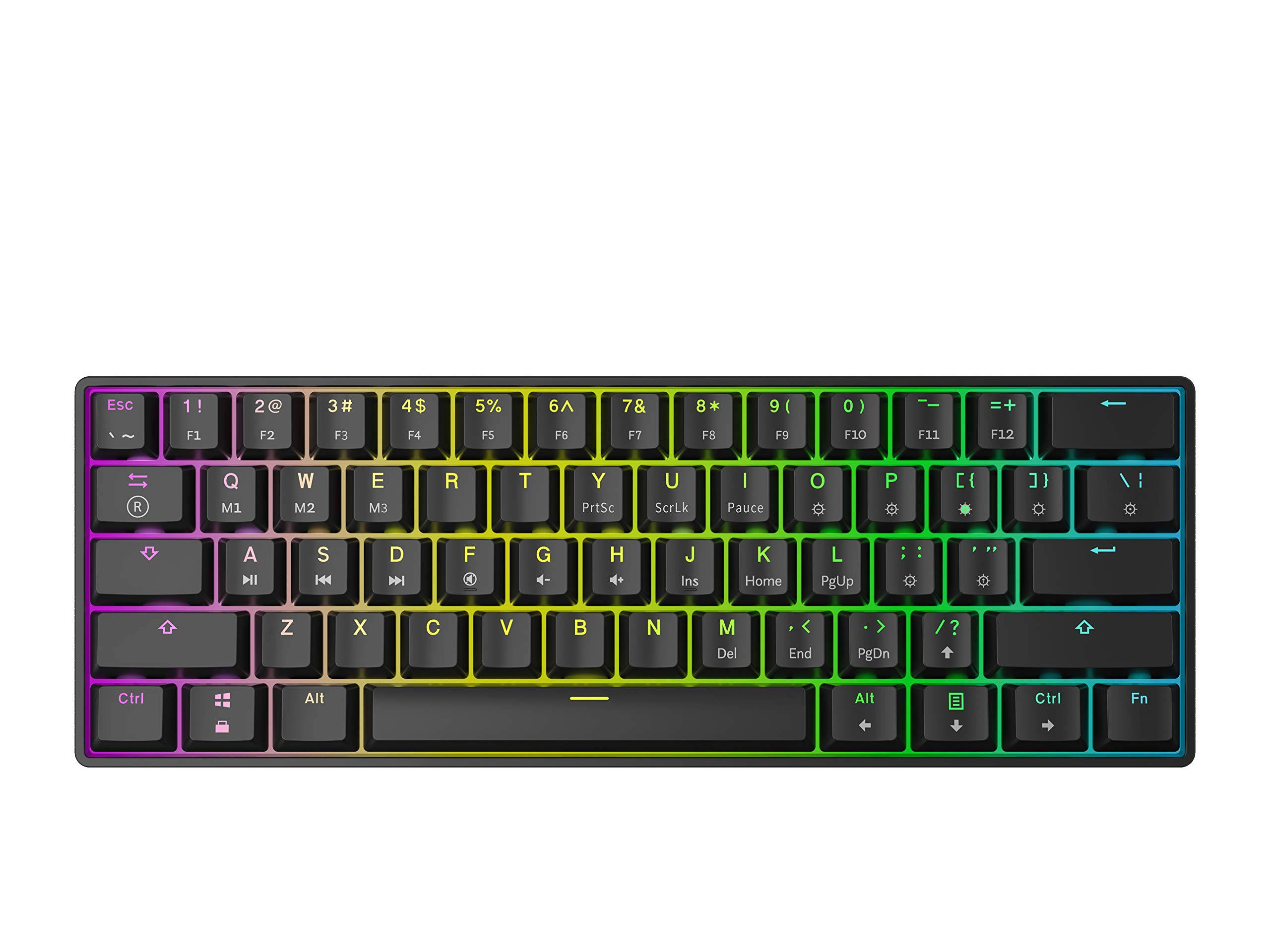 GK61 Mechanical Gaming Keyboard - 61 Keys Multi Color RGB Illuminated LED Backlit Wired Programmable for PC/Mac Gamer (Gateron O